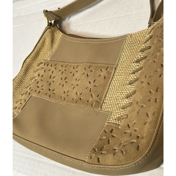 Nine West Shoulder Bag Beige/Brown Patchwork Bag Y2K - Picture 4 of 10